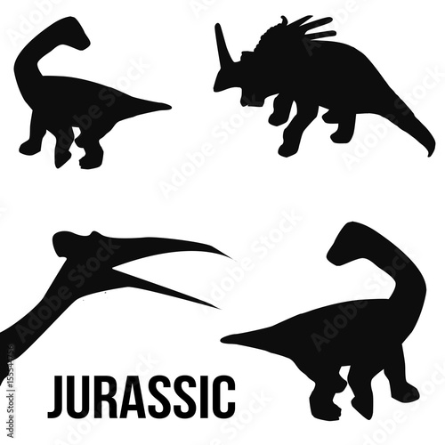 Set of dinosaur silhouettes. photo