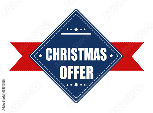 Christmas offer label with ribbon