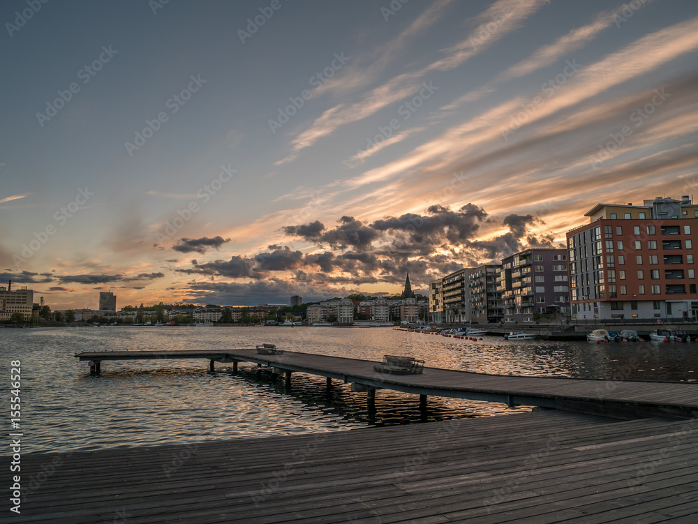 View of Sunset in Hammarby Sjöstad, Stockholm