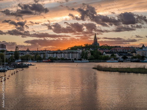 View of Sunset in Södermalm from Hammarby Sjöstad, Stockholm