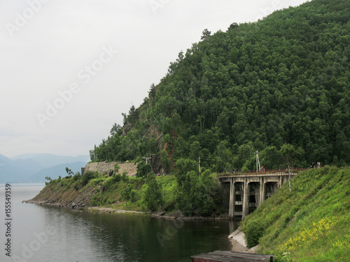 Obraz na płótnie Circum Baikal Road - the historical part of Trans Siberian railway near Lake Baikal Russia w salonie