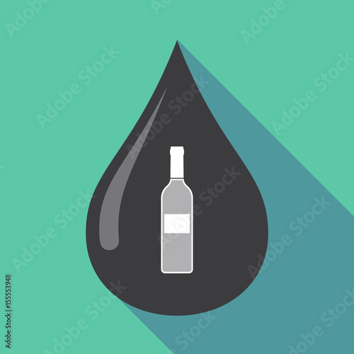 Long shadow oil drop with a bottle of wine