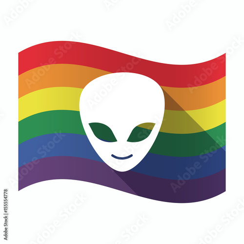 Isolated Gay Pride flag with an alien face