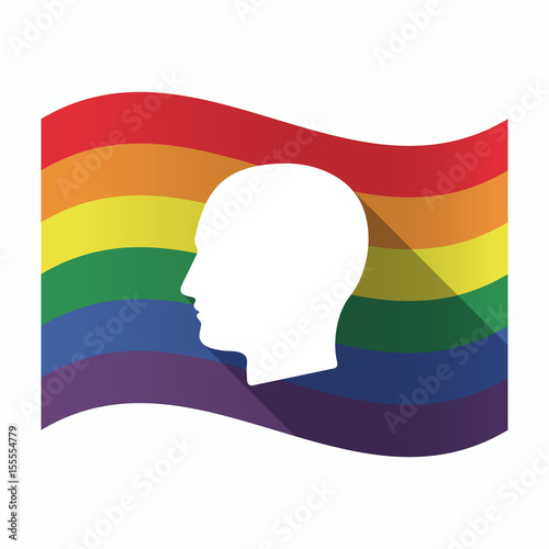 Isolated Gay Pride flag with a male head