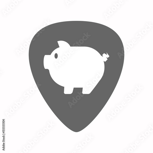 Isolated guitar plectrum with a pig