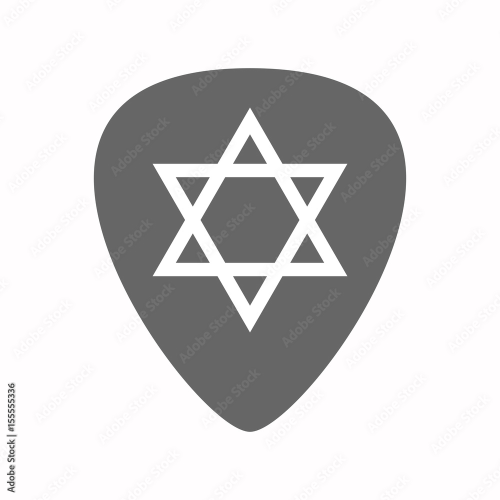 Isolated guitar plectrum with a David star Isolated guitar plectrum with a David star