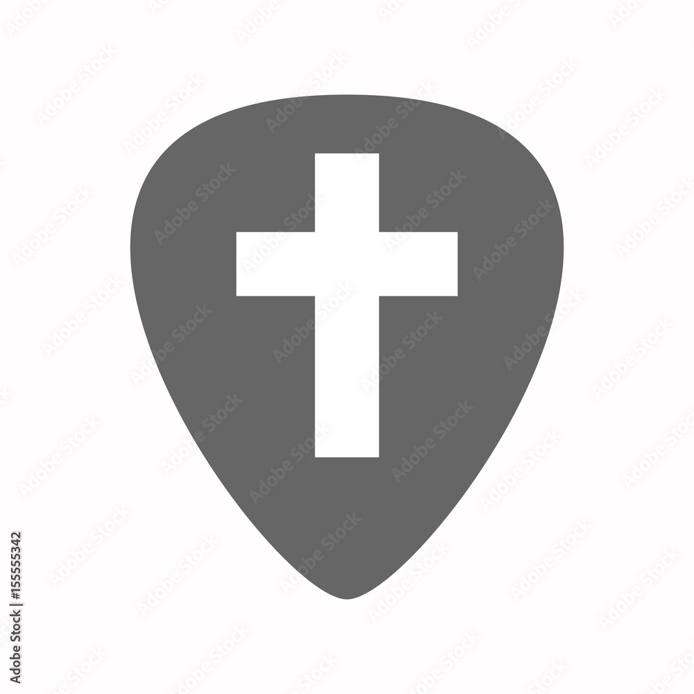 Isolated guitar plectrum with a christian cross Isolated guitar plectrum with a christian cross