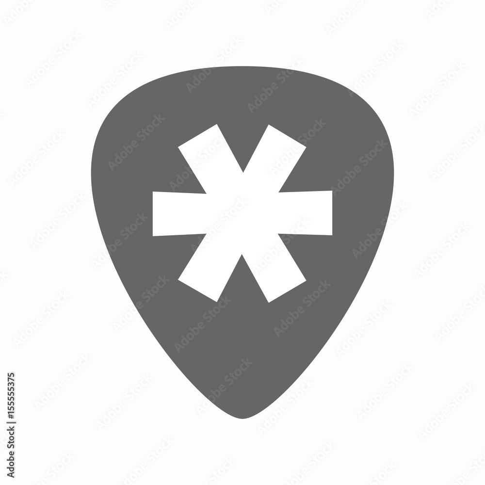 Isolated guitar plectrum with an asterisk Isolated guitar plectrum with an asterisk