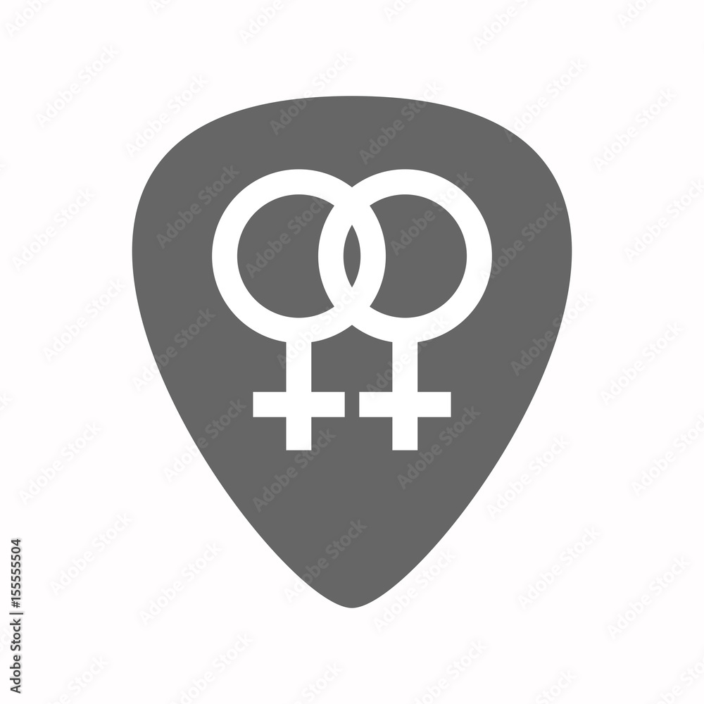 Isolated guitar plectrum with a lesbian sign Isolated guitar plectrum with a lesbian sign