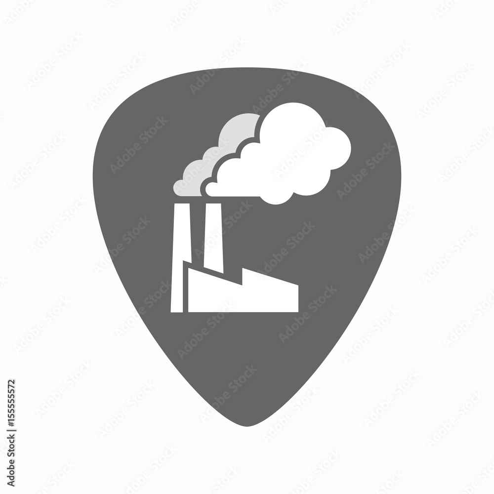 Isolated guitar plectrum with a factory Isolated guitar plectrum with a factory