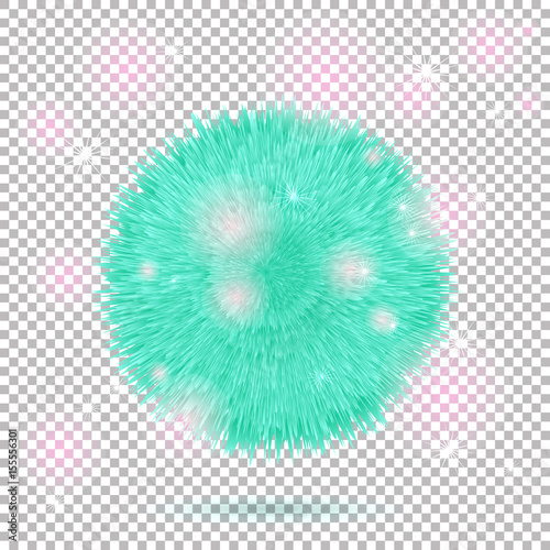 Vector fur ball illustration. Abstract illustration with fluffy sparkling ball on transparent background