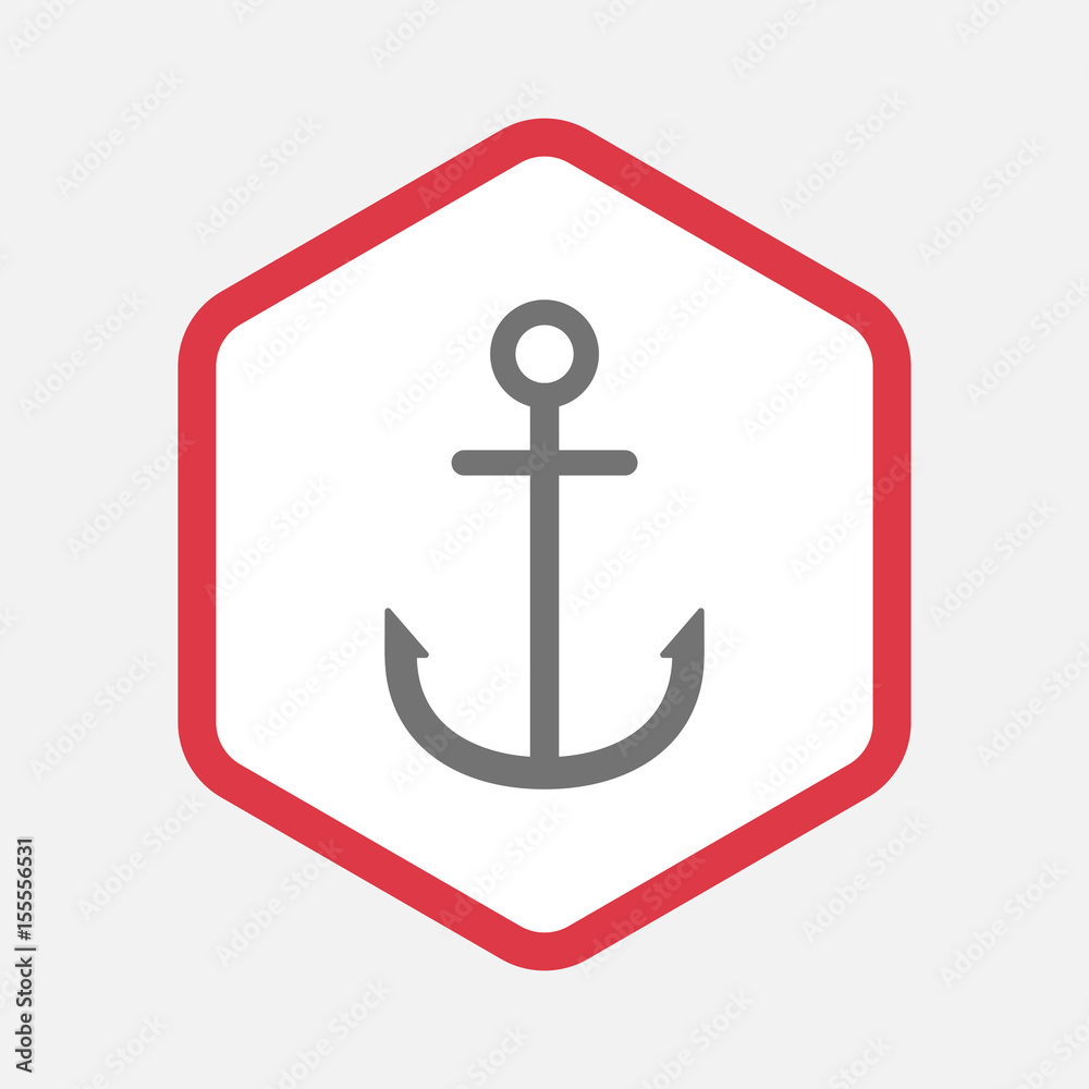 Isolated hexagon with an anchor Isolated hexagon with an anchor
