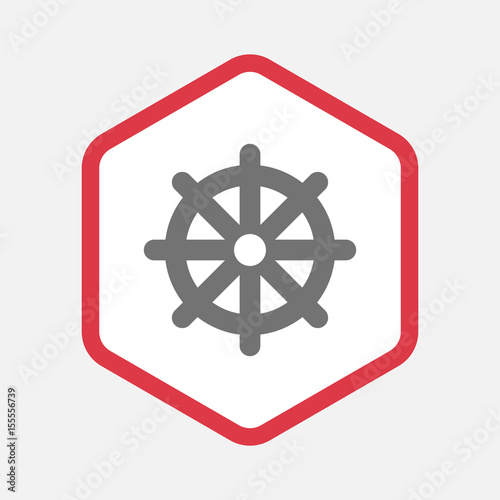 Isolated hexagon with a dharma chakra sign