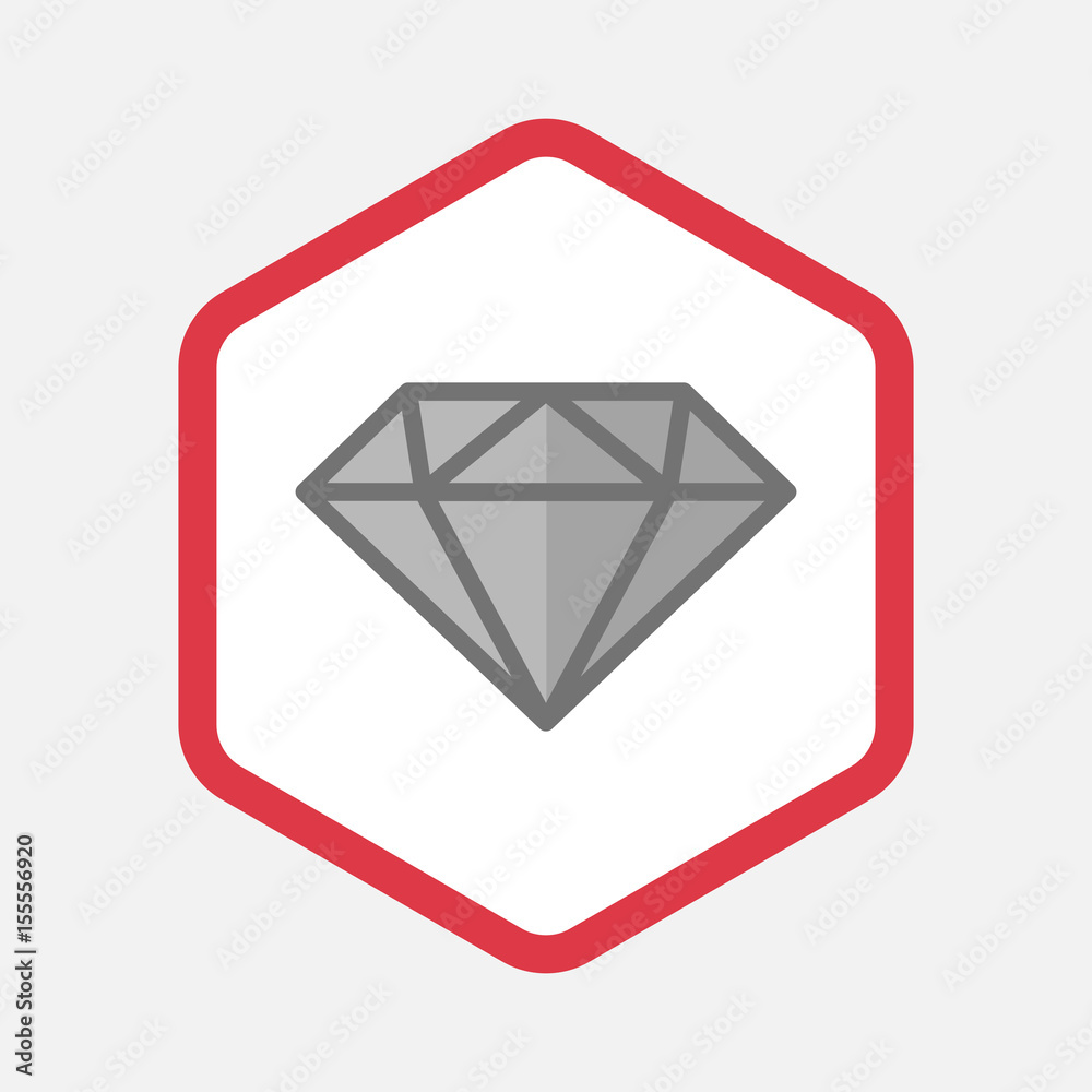 Isolated hexagon with a diamond Isolated hexagon with a diamond