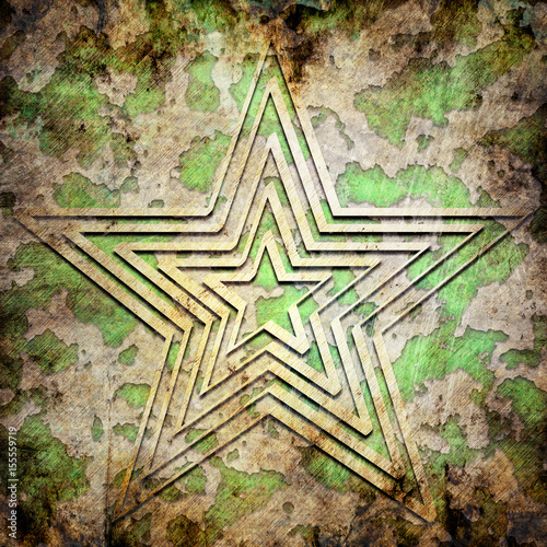 Abstract star on military background photo