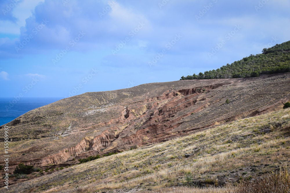 Landscape of Porto Santo with eroded landscape from heavy rainfall