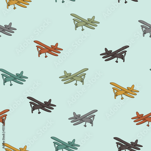 Tapety Retro samoloty w różnych modnych kolorach wzór