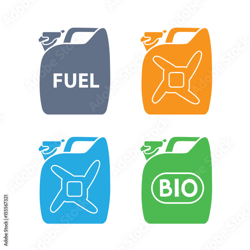 Jerrycan icons set isolated.
