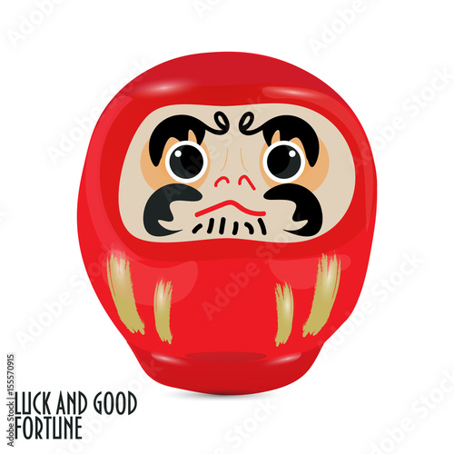 Red Daruma doll or dharma doll vector illustration.