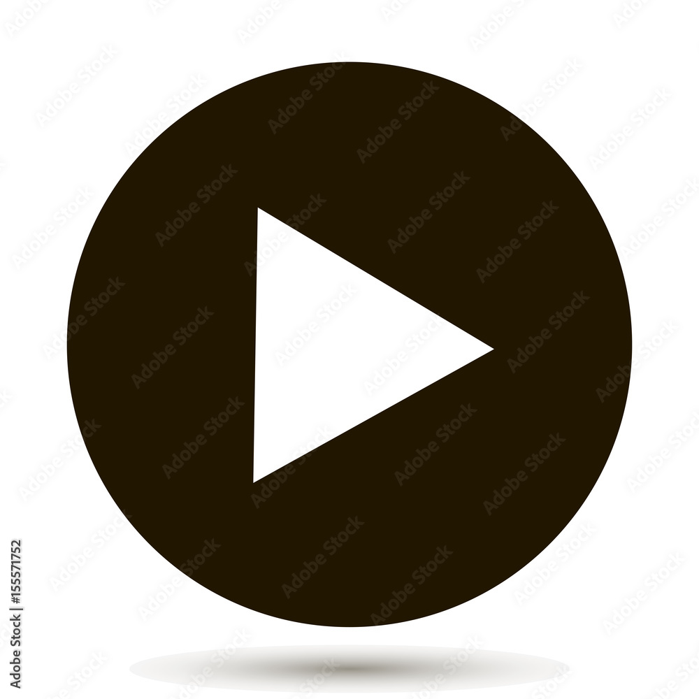 play press button icon. black background.