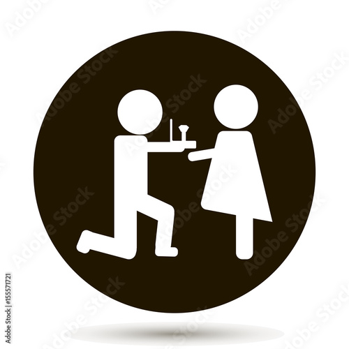 man gives a woman ring. Romance. Icon on black background. Vector.