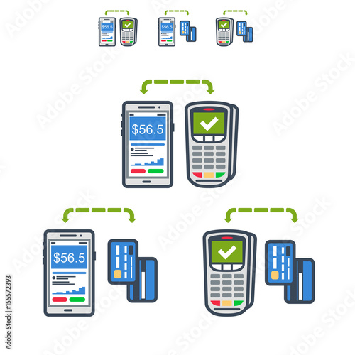 Mobile payments set vector flat icons