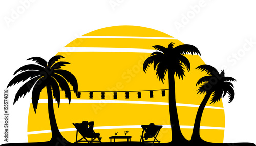 Silhouette Strand und Sonne