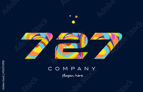 727 colorful digit number numeral logo icon