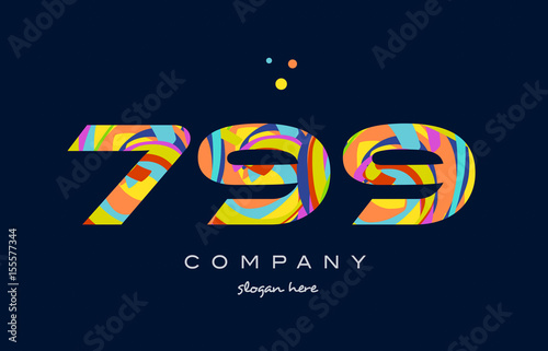 799 colorful digit number numeral logo icon