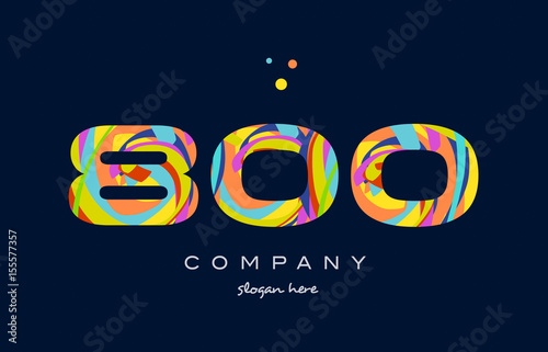 800 colorful digit number numeral logo icon