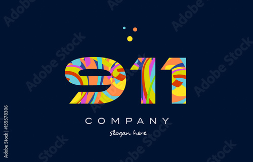 911 colorful digit number numeral logo icon