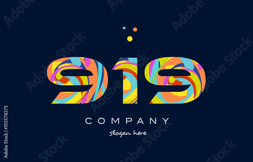 919 colorful digit number numeral logo icon