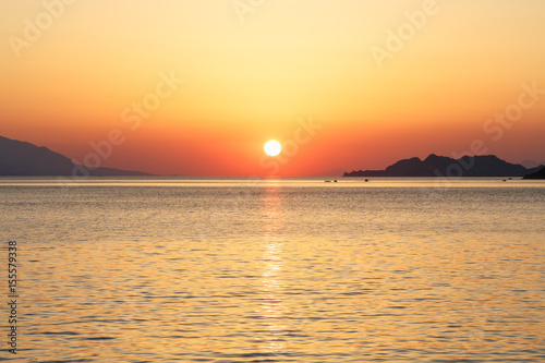 Sunset from Loutraki beach  Gulf of Corinth  Greece