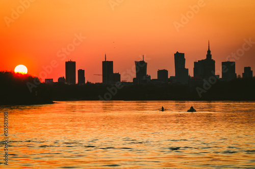 Obraz na płótnie Canoeist on Vistula river w salonie
