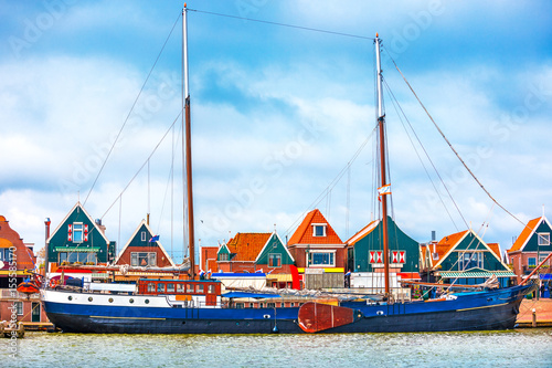 Fishing village Volendam panoramic view Holland Netherlands photo