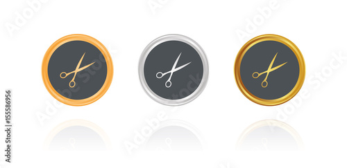 Schere - Bronze, Silber, Gold Buttons