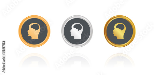 Gehirn - Gehirnjogging - Bronze, Silber, Gold Buttons