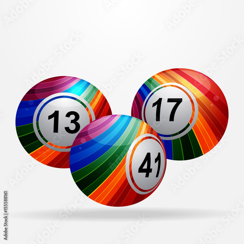 Striped bingo lottery balls on white background