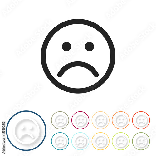 Bunte 3D Buttons - Smiley traurig