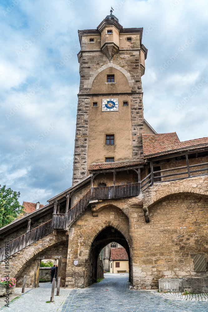Klingentorbastei in Rothenburg ob der Tauber mit Blick in die Altstadt