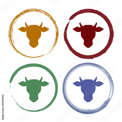 Pinselstrich Icon Set - Kuhkopf