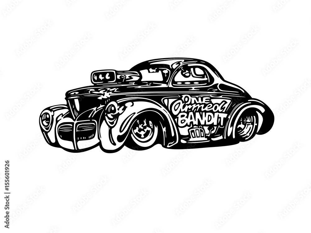 Vector Retro Hotrod Car Clipart Cartoon Illustration Classic Vintage Car Stock Vector Adobe Stock 2294
