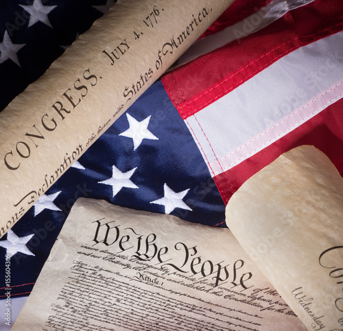 Konstfotografi Historical United States Documents and the American Flag