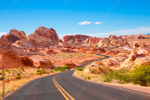 Road through Valley of Fire State Park in Nevada photo