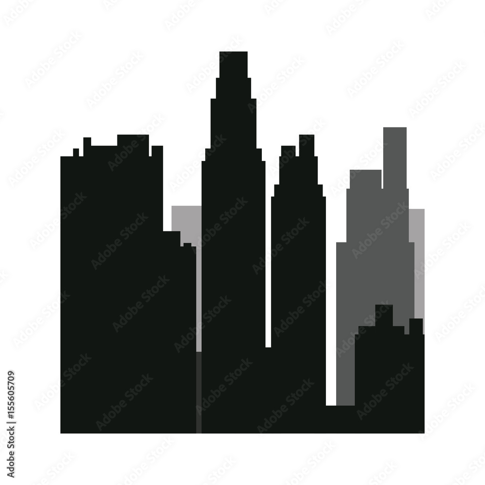 buildings silhouette. urban landscape. american cityscape with landmarks. skyline background. vector illustration