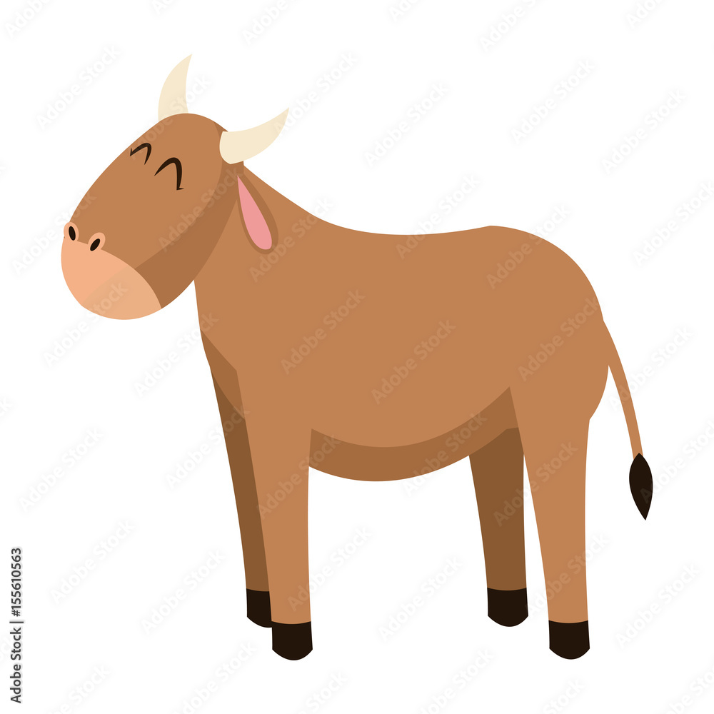 cute ox manger character catholicism vector illustration