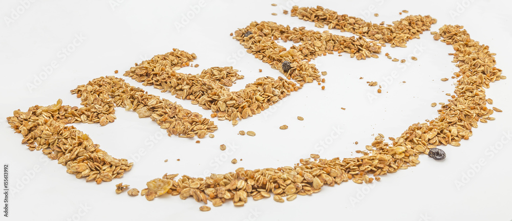 Granola cereal isolated on white backgroung Granola cereal isolated on white backgroung