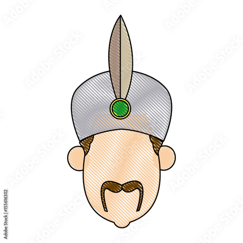 silgouette man with turban mustache nativity vector illustration