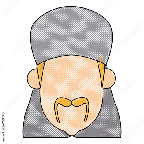 silgouette man with turban mustache nativity vector illustration