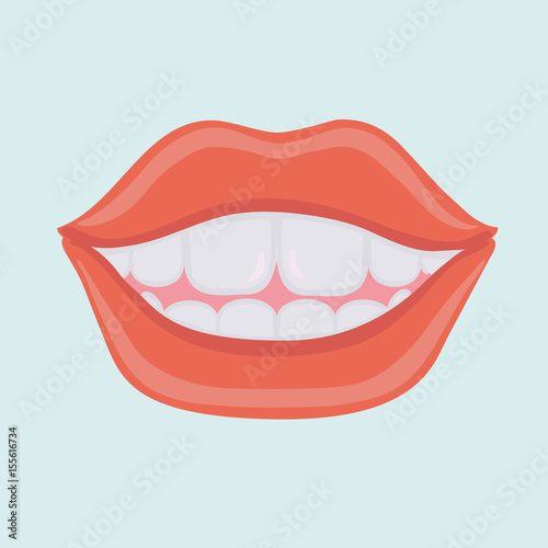 880329 Vector illustration of red female lips with a smile.